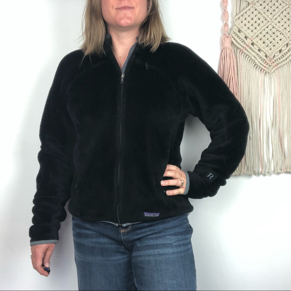 PATAGONIA black / gray zip up sweater sz M